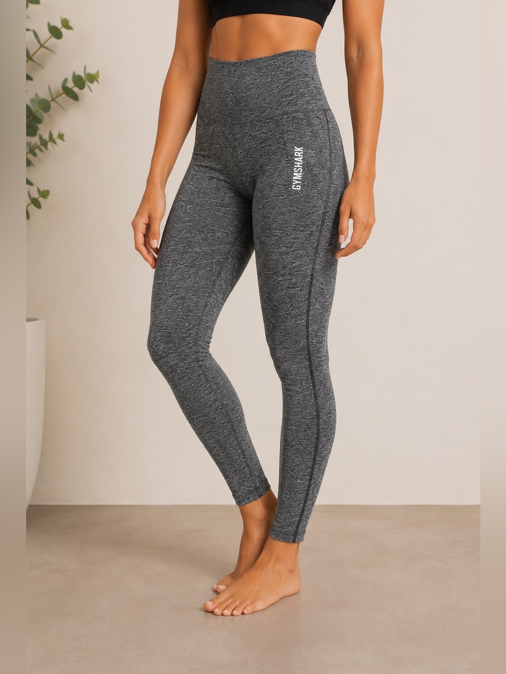 Gymshark Gray Marl Seamless Leggings High Waisted Gymwear Size L
